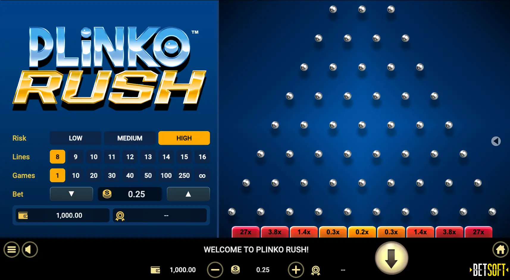 NineWin Plinko High-risk Mode